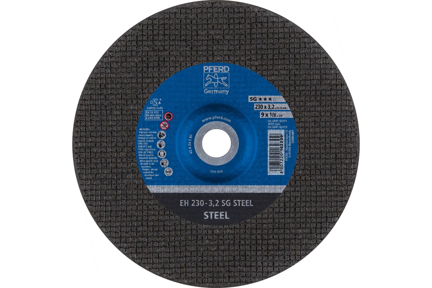 Picture of Pferd Cut-Off Wheel, 9" X 1/8 X 7/8, Sg Steel, T27, Aluminum Oxide